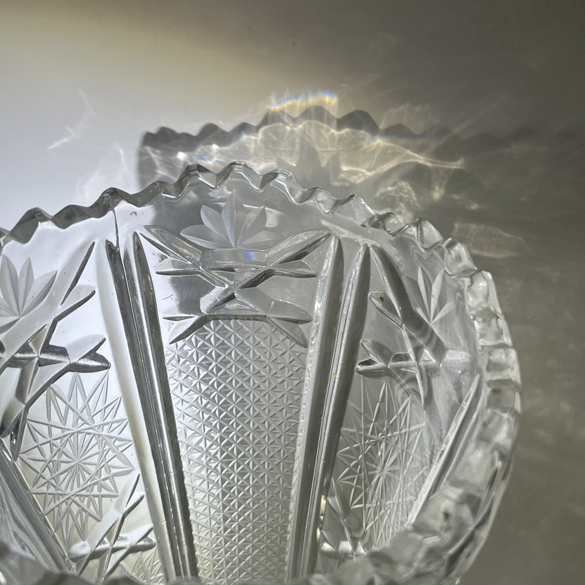 Ваза для цветов с геометрическим декором, хрусталь, алмазная грань, СССР, 1970-1990 гг.