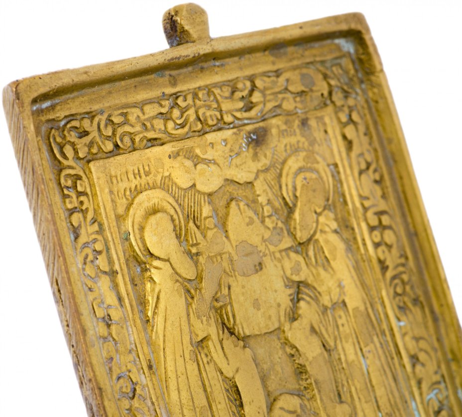 Икона "Зосима и Савватий Соловецкие", бронза, литье, Российская Империя, 1850-1890 гг.