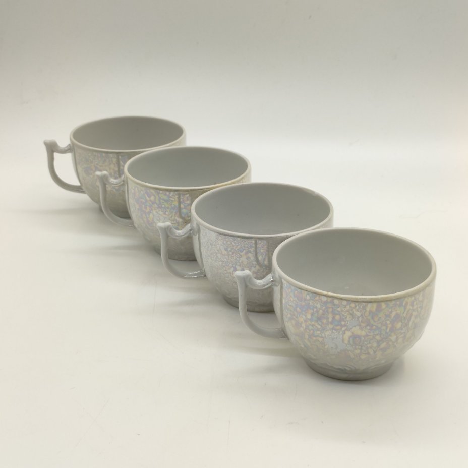 Набор из 4-х чашек с цветочным декором, фарфор, люстр, деколь, Дмитровский фарфоровый завод (ДФЗ Вербилки), СССР, 1965-1991 гг.