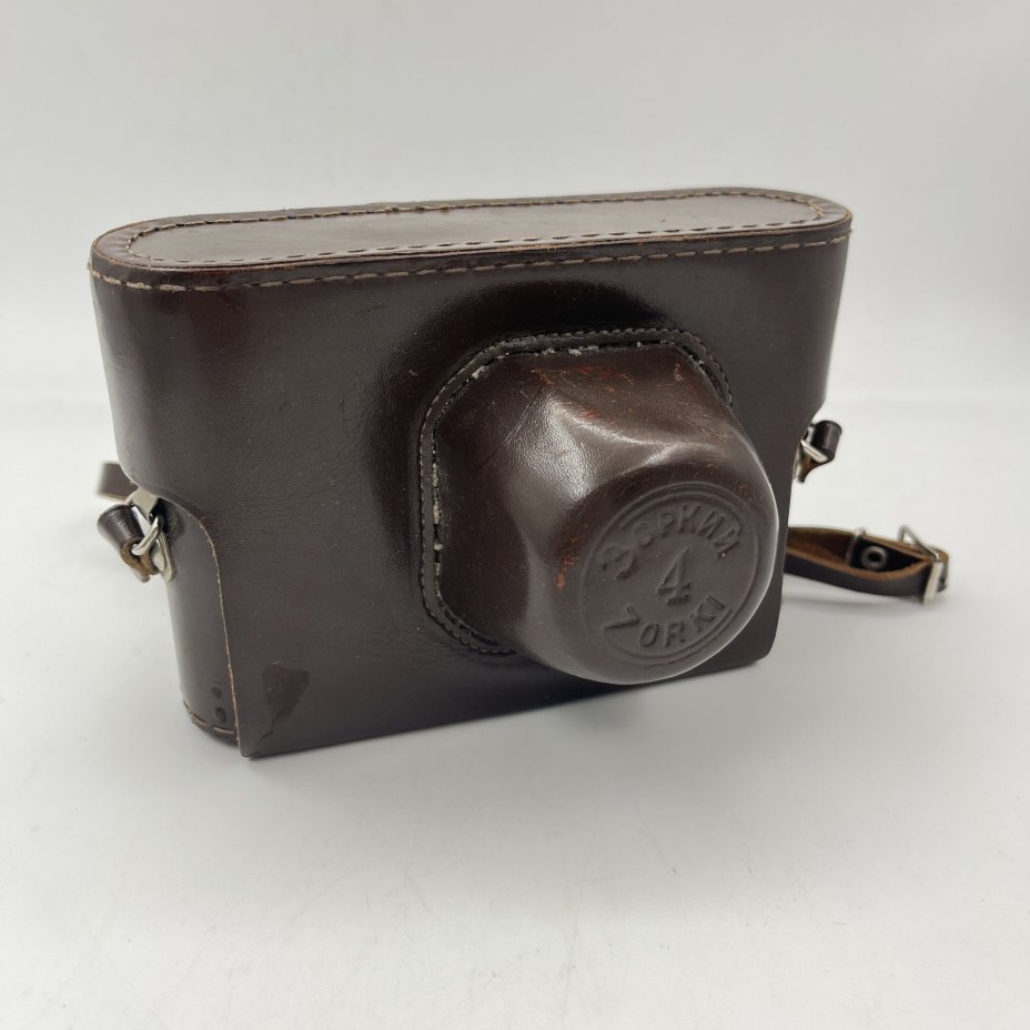 Фотоаппарат "Зоркий-4" с объективом "Индустар-50" в родном кофре, металл, пластик, кожа, стекло, Красногорский механический завод (КМЗ), СССР, 1968-1978 гг.