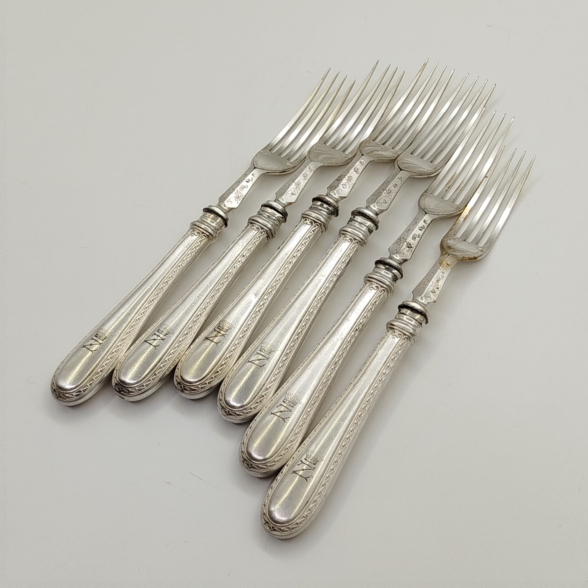 Набор вилок на 6 персон, с монограммой "Z" под графской короной, F. Disam Söhne