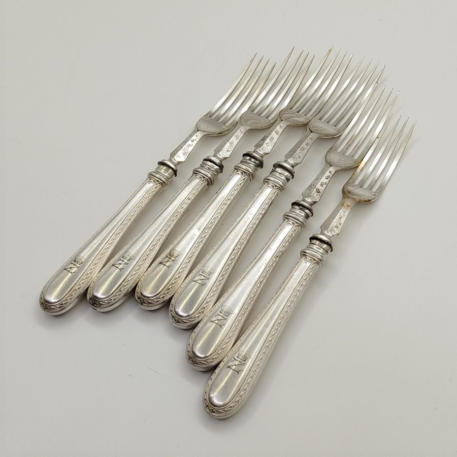 Набор вилок на 6 персон, с монограммой "Z" под графской короной, F. Disam Söhne