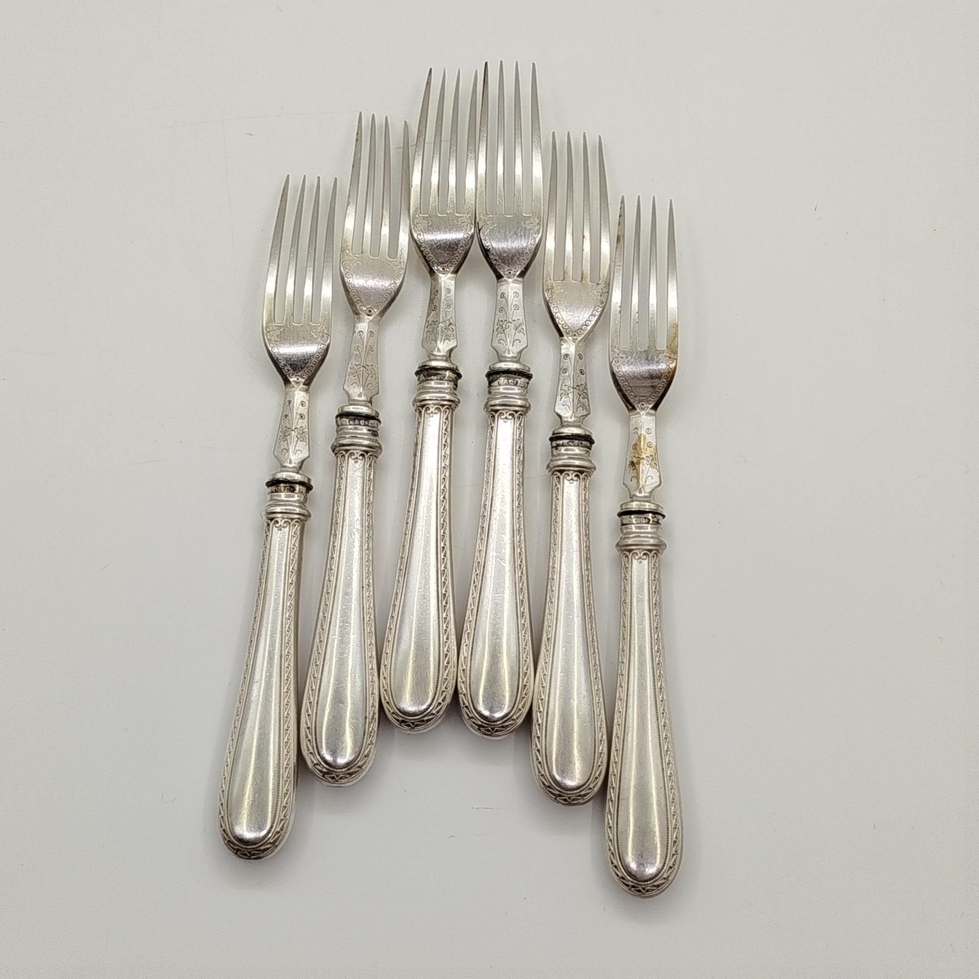 Набор вилок на 6 персон, с монограммой "Z" под графской короной, F. Disam Söhne