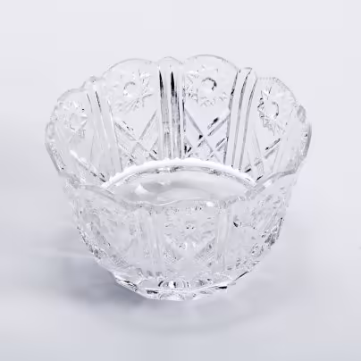 Круглая ваза для конфет с рельефным декором, стекло, СССР, 1970-1990 гг.