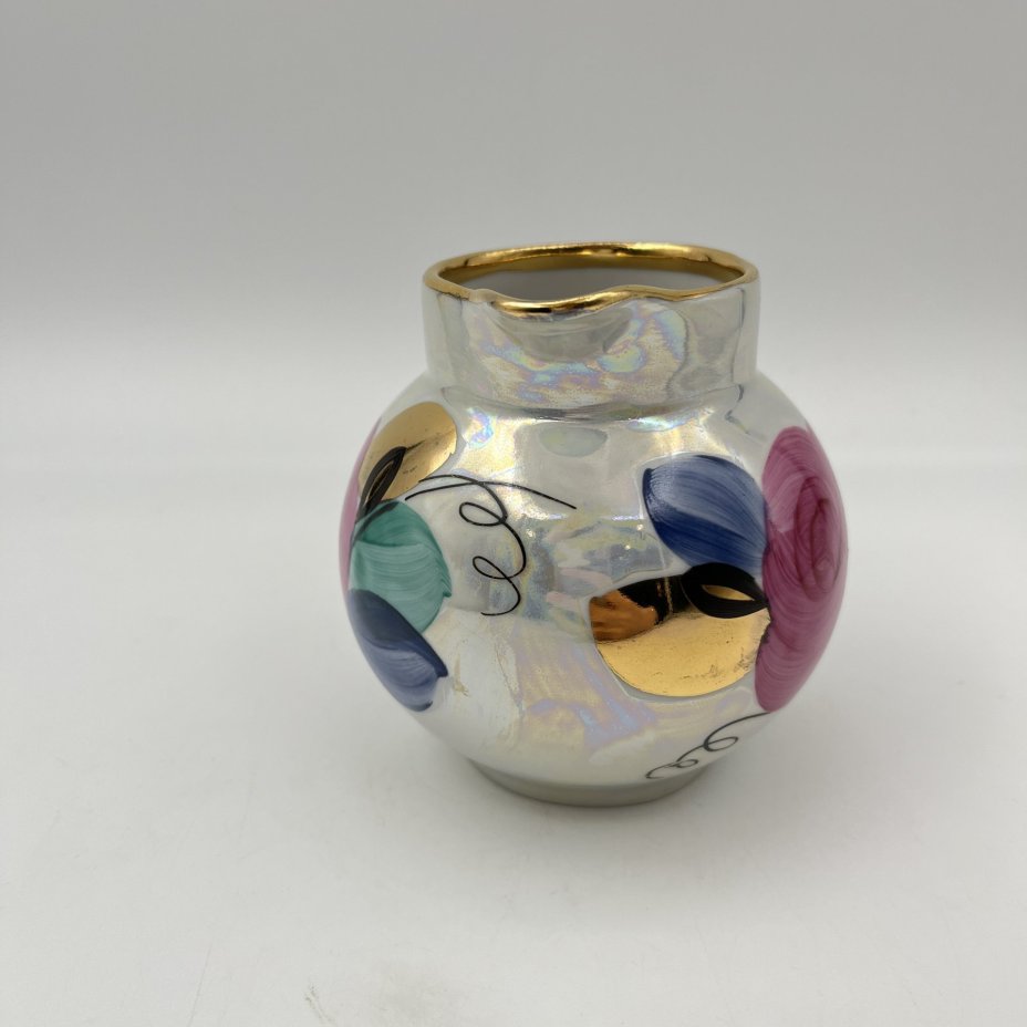 Молочник перламутрового цвета "Агашки", фарфор, люстр, роспись, золочение, Дулевский фарфоровый завод (Дулёво), СССР, 1968-1991 гг.