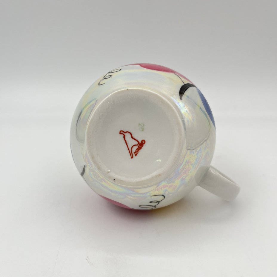 Молочник перламутрового цвета "Агашки", фарфор, люстр, роспись, золочение, Дулевский фарфоровый завод (Дулёво), СССР, 1968-1991 гг.