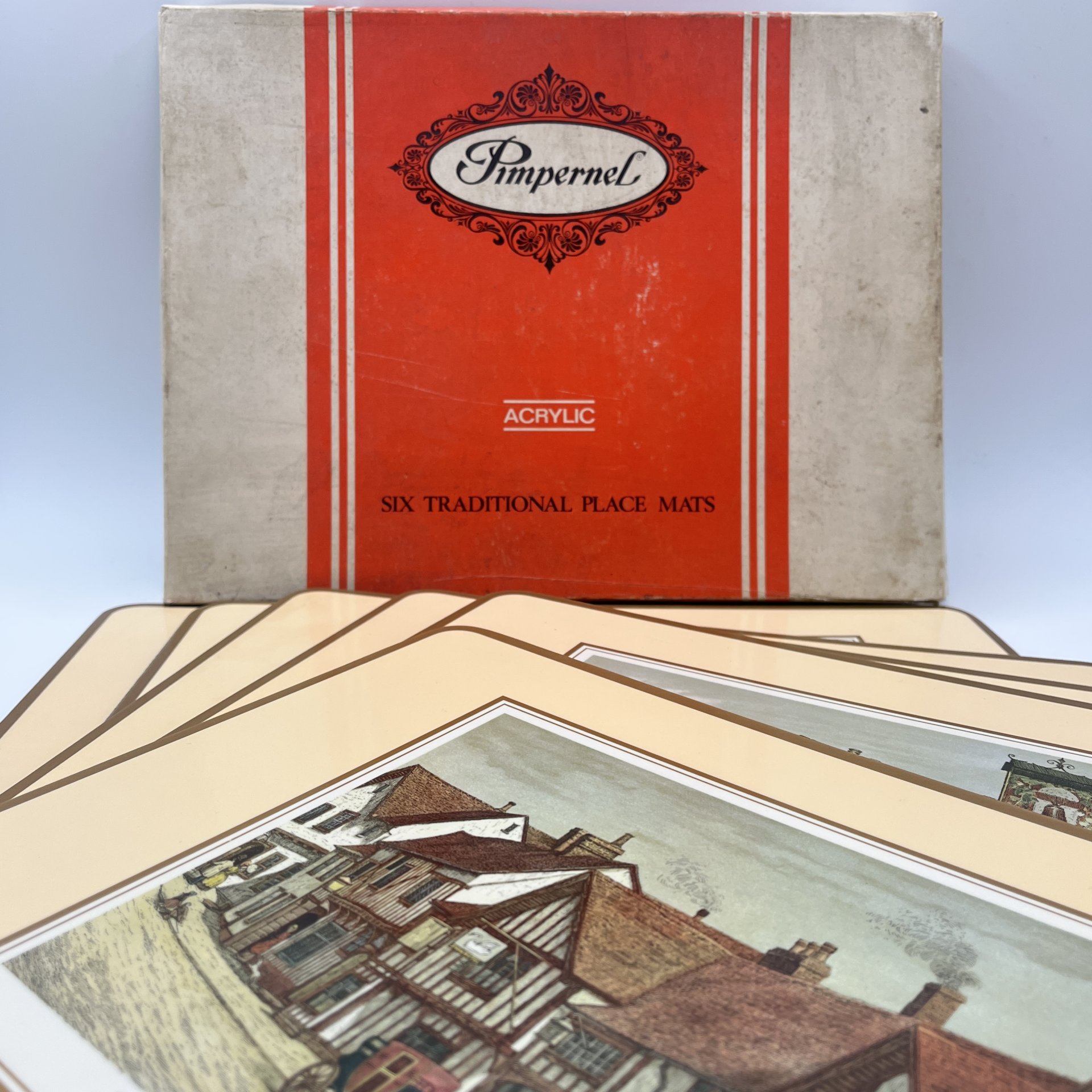 Набор из 6-ти подставок для тарелок, украшенных изображениями достопримечательностями Великобритании в оригинальной коробке, Pimpernel, пробка, пластмасса