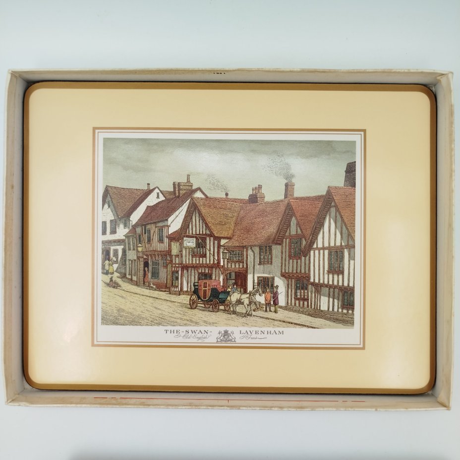 Набор из 6-ти подставок для тарелок, украшенных изображениями достопримечательностями Великобритании в оригинальной коробке, Pimpernel, пробка, пластмасса