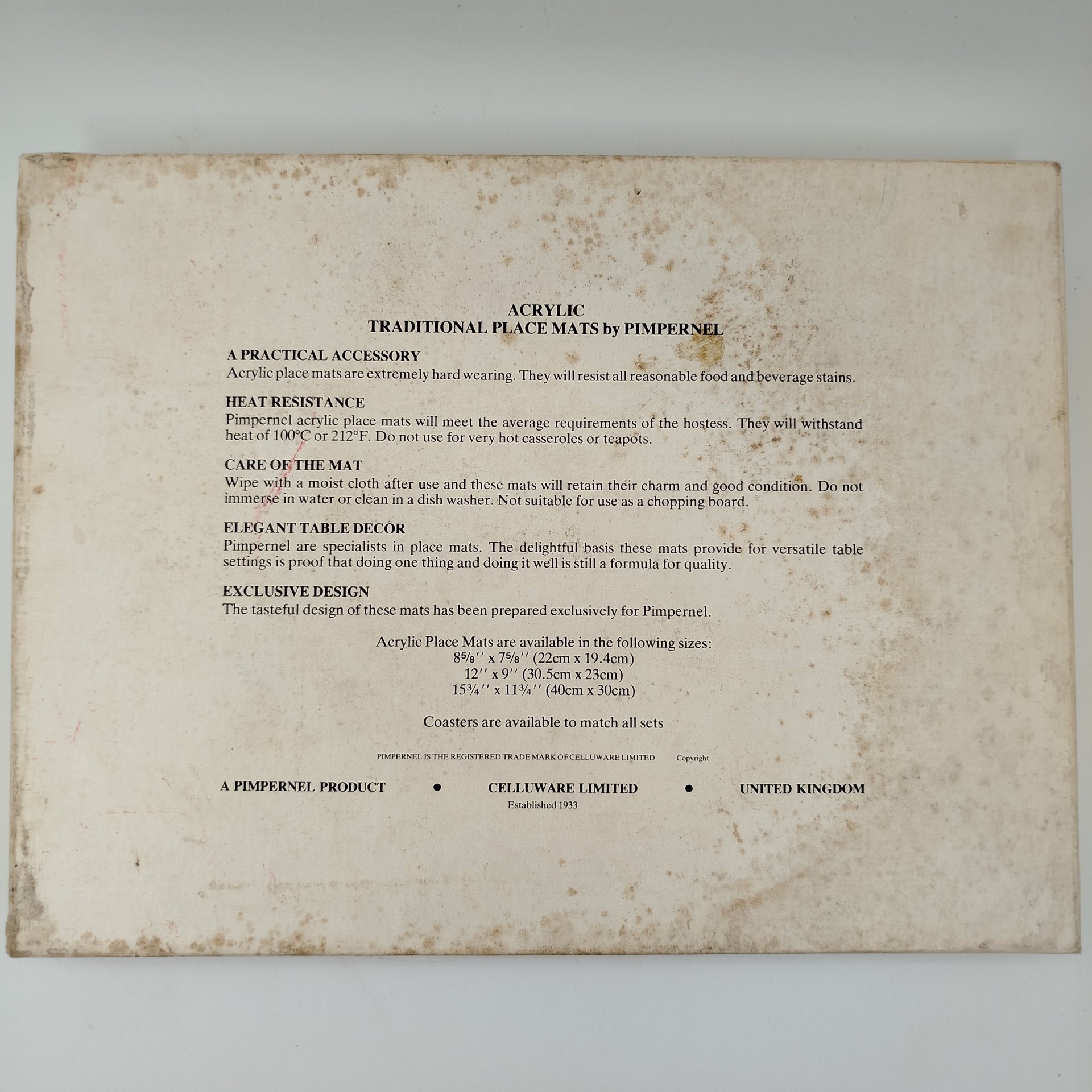 Набор из 6-ти подставок для тарелок, украшенных изображениями достопримечательностями Великобритании в оригинальной коробке, Pimpernel, пробка, пластмасса