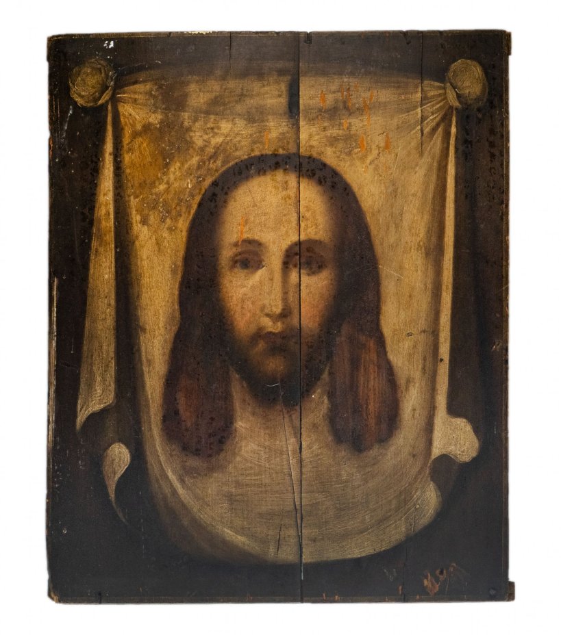 Икона "Спас Нерукотворный", дерево, темпера, Российская Империя, 1850-1900 гг.