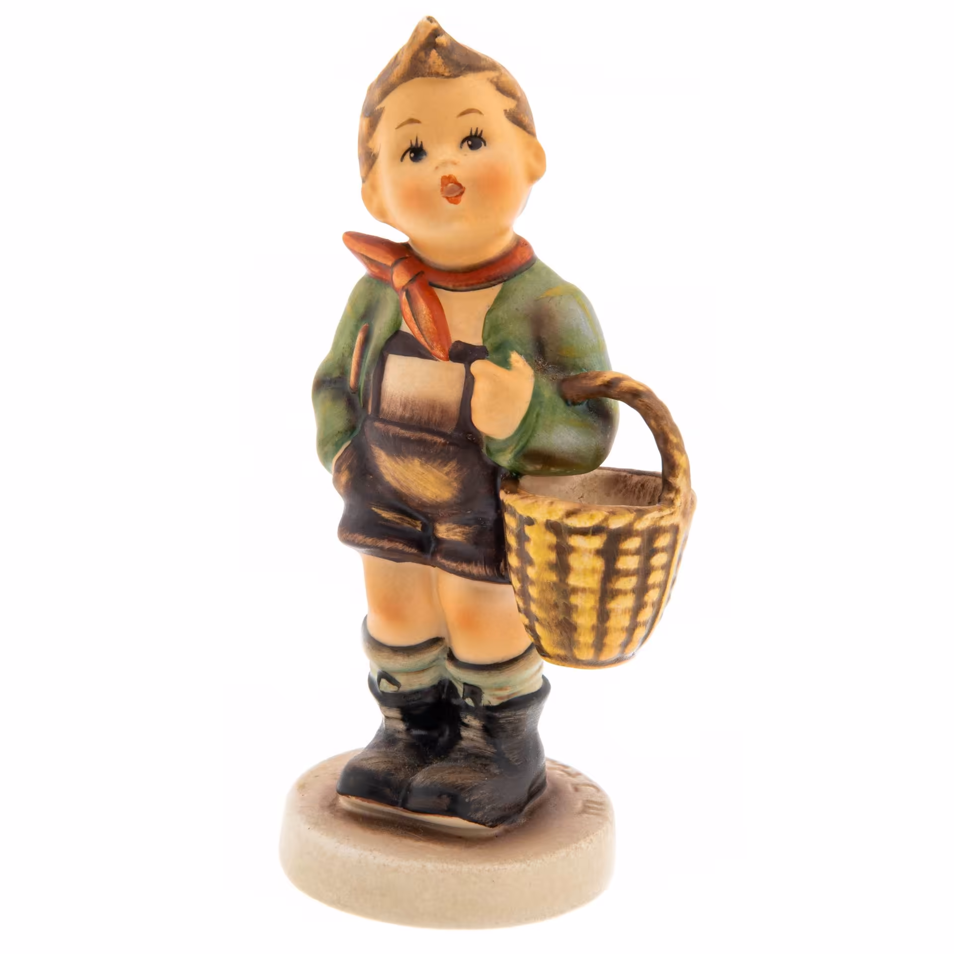 Статуэтка "Мальчик с лукошком ", фарфор, роспись, "Goebel", Германия, 1979-1990 гг., Goebel