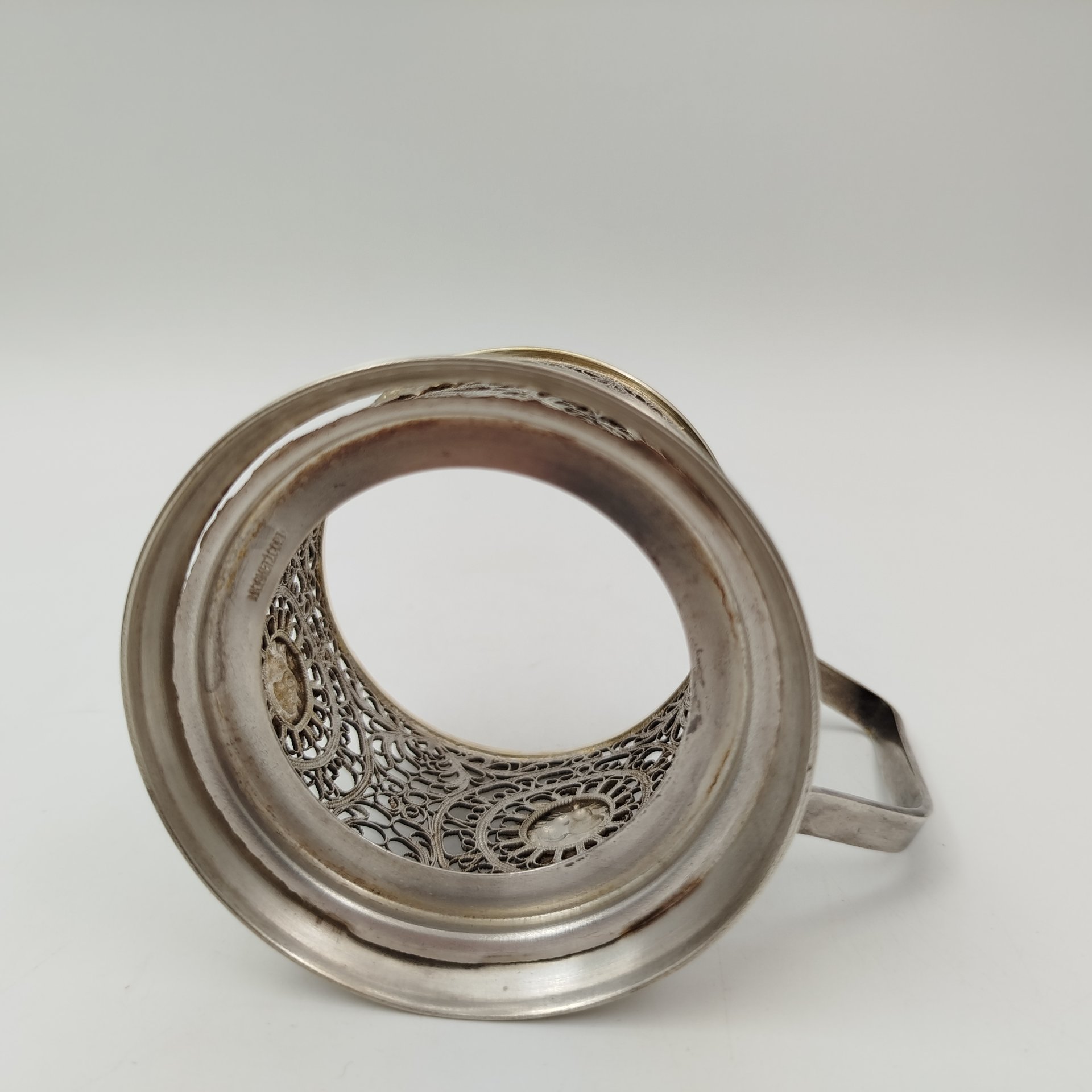 Подстаканник ажурный «Груши», мельхиор (медь-никель), скань, Мстерский завод художественных изделий «Ювелир», СССР, 1958 г., Мстерский завод художественных изделий «Ювелир»
