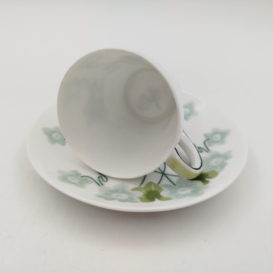 Пара кофейная изящной формы с растительным декором в стиле модерн, Rosenthal (Розенталь)