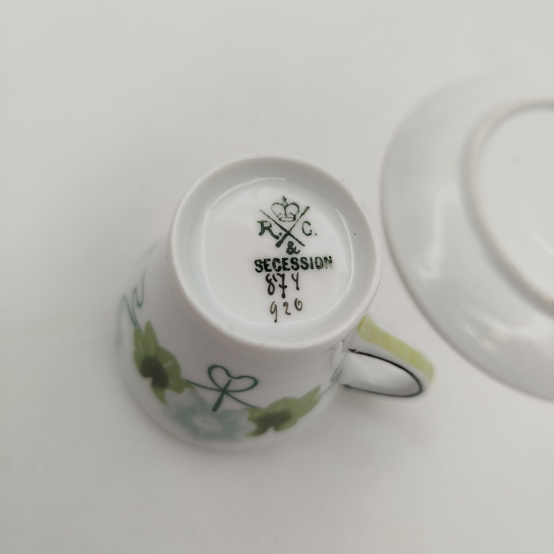 Пара кофейная изящной формы с растительным декором в стиле модерн, Rosenthal (Розенталь)