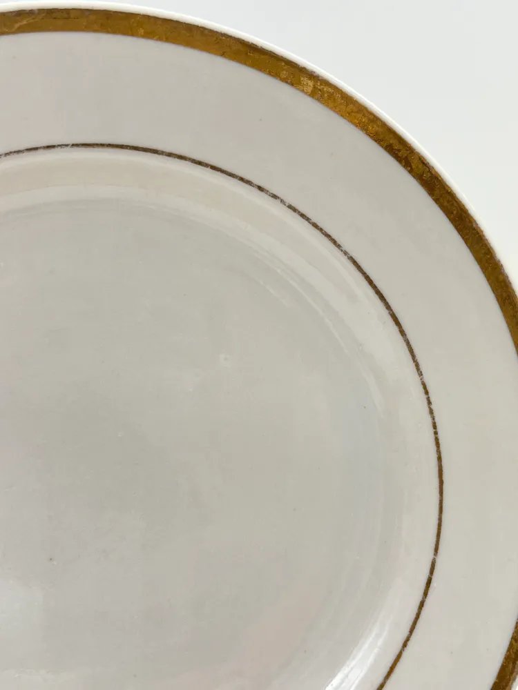 Набор из 3-х тарелок с золотой каймой, фарфор, золочение, Дулевский фарфоровый завод (Дулёво), СССР, 1980 г.