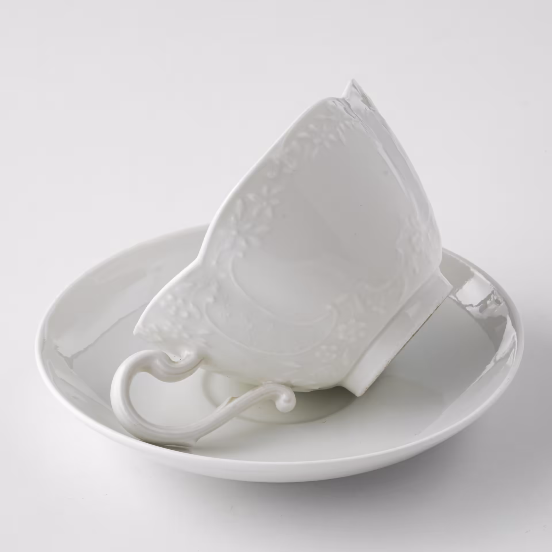 Пара кофейная с рельефным декором, Meissen (Мейсенский фарфор)