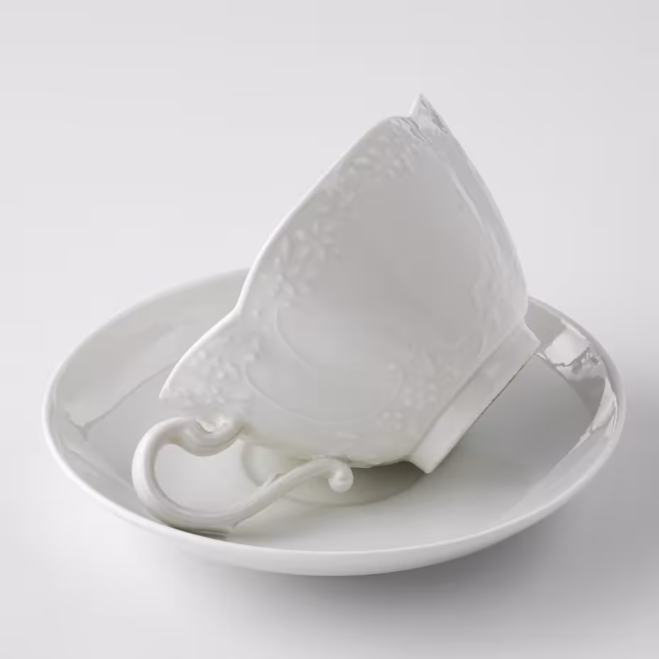 Пара кофейная с рельефным декором, Meissen (Мейсенский фарфор)