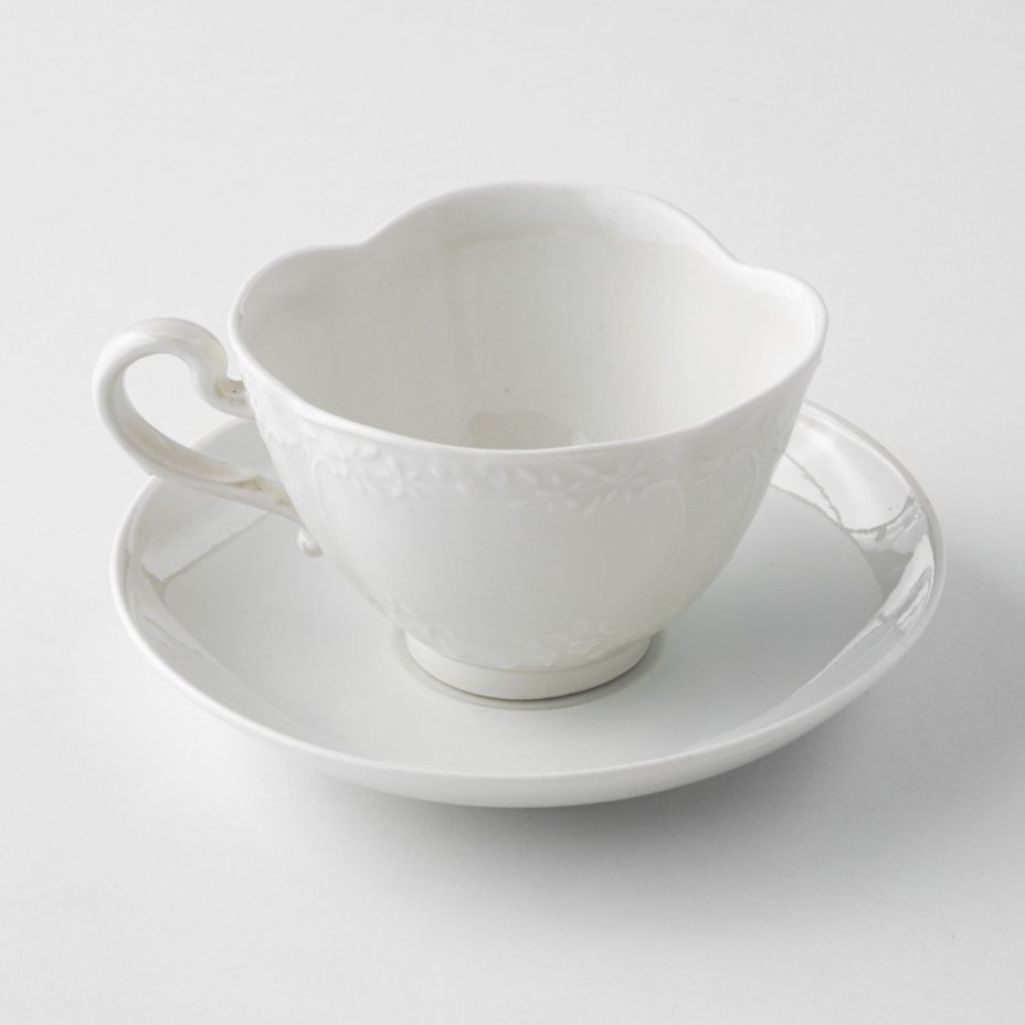 Пара кофейная с рельефным декором, Meissen (Мейсенский фарфор)
