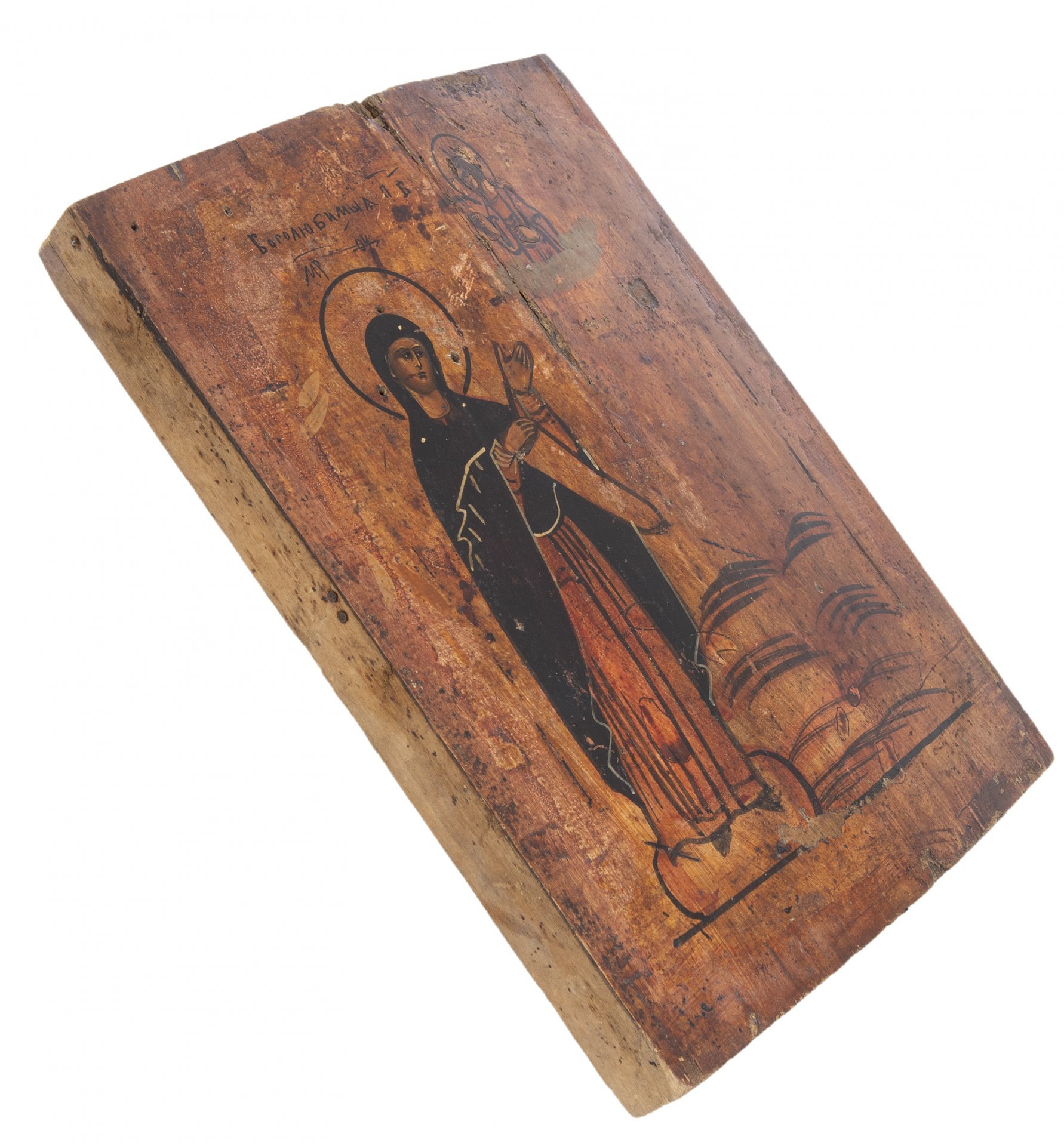 Икона "Боголюбская Божия Матерь", дерево, темпера, Российская Империя, 1850-1900 гг.