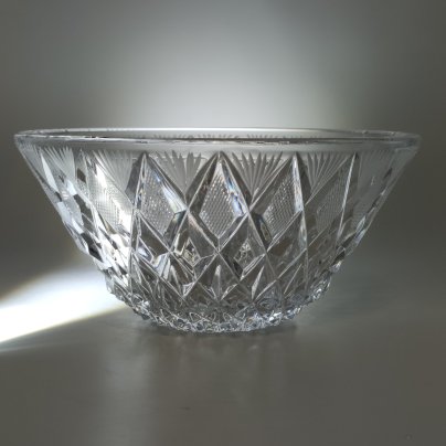 Салатник с рельефным резным декором, хрусталь, пресс, резьба, СССР, 1970-1990 гг.