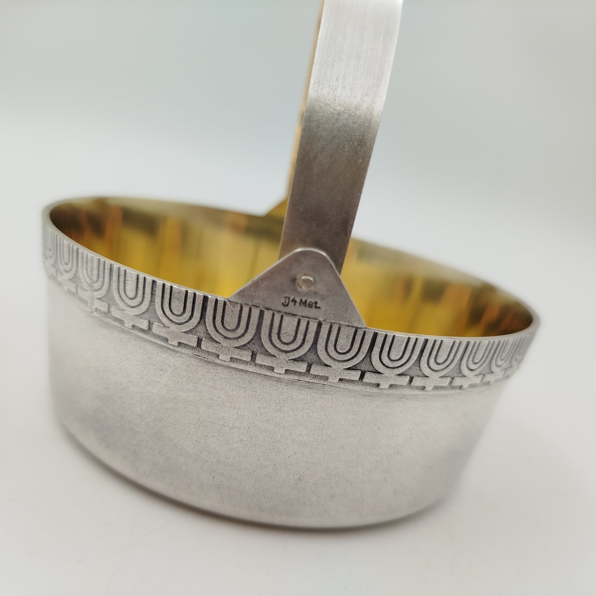 Икорница с ручкой, мНЦ (медь-никель-цинк), Таллинский ювелирный завод, СССР, 1965-1991 гг.