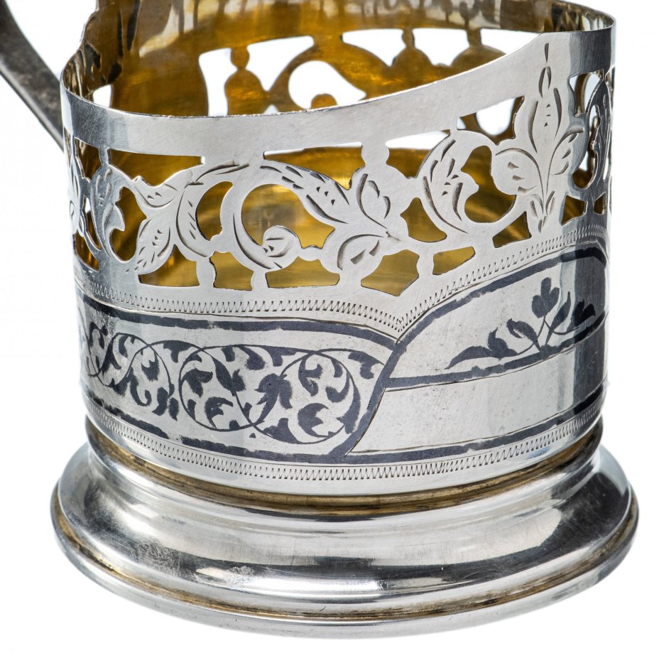 Подстаканник с растительным декором, серебро 875 пр., золочение, Кубачинский художественный комбинат, СССР, 1961-1968 гг.