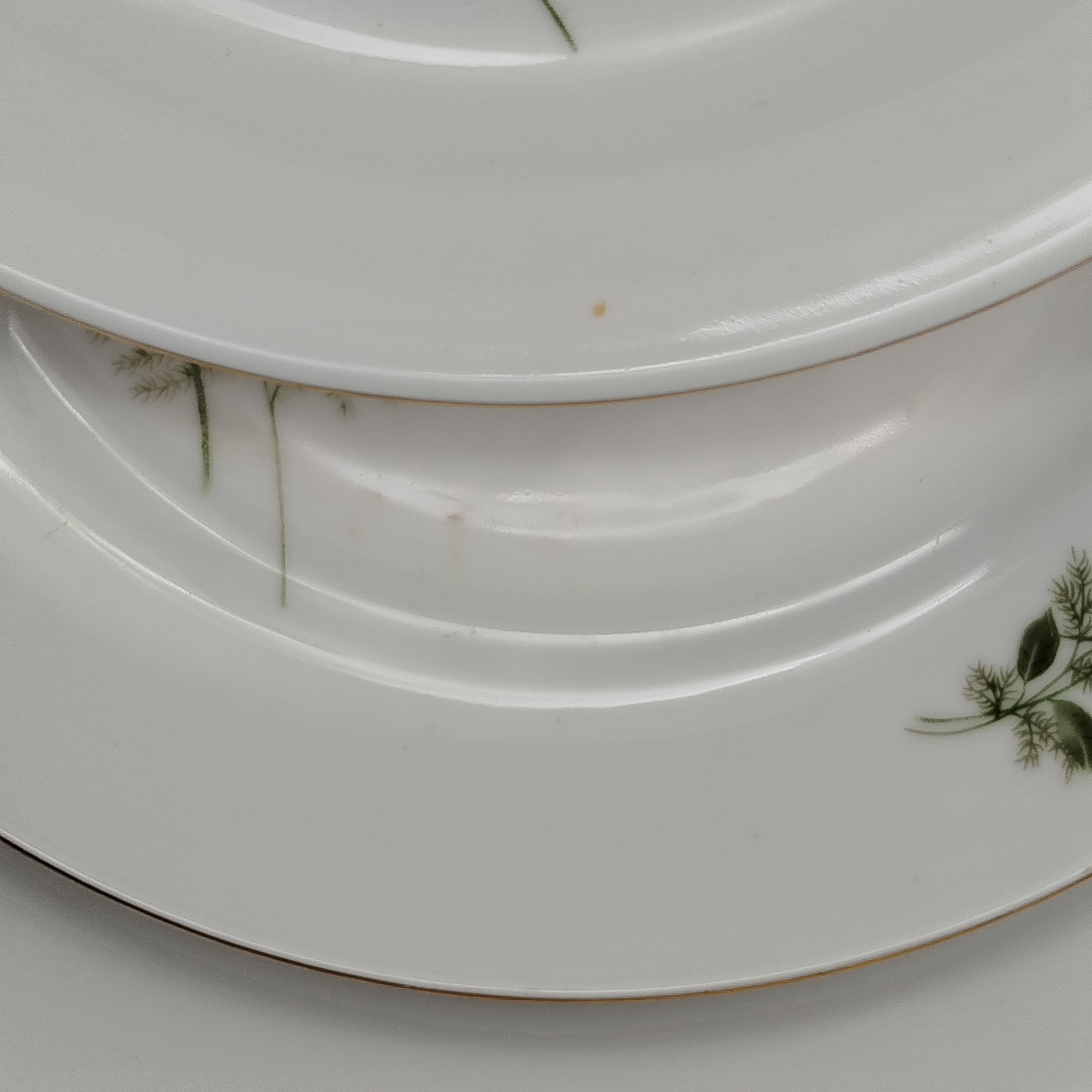 Набор обеденных тарелок "Желтая роза" на 6 персон, фарфор, деколь, золочение, Kahla, ГДР, 1970-1980 гг.