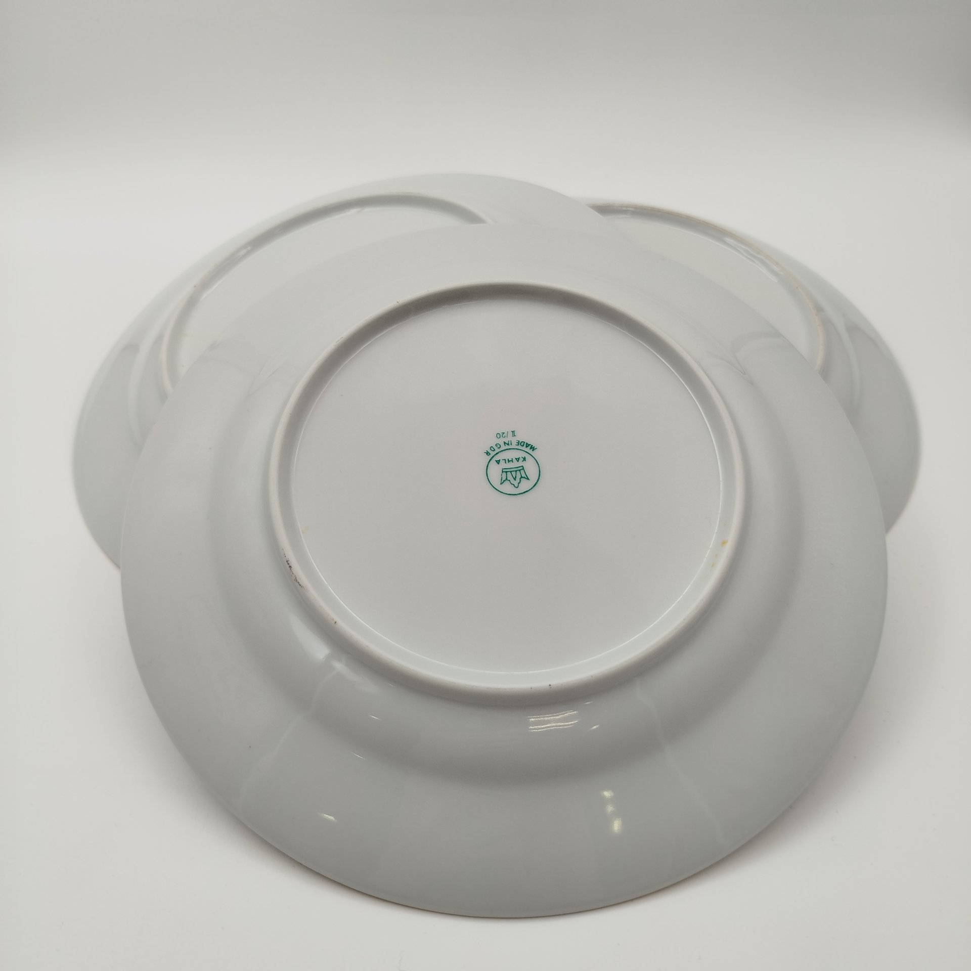 Набор обеденных тарелок "Желтая роза" на 6 персон, фарфор, деколь, золочение, Kahla, ГДР, 1970-1980 гг.