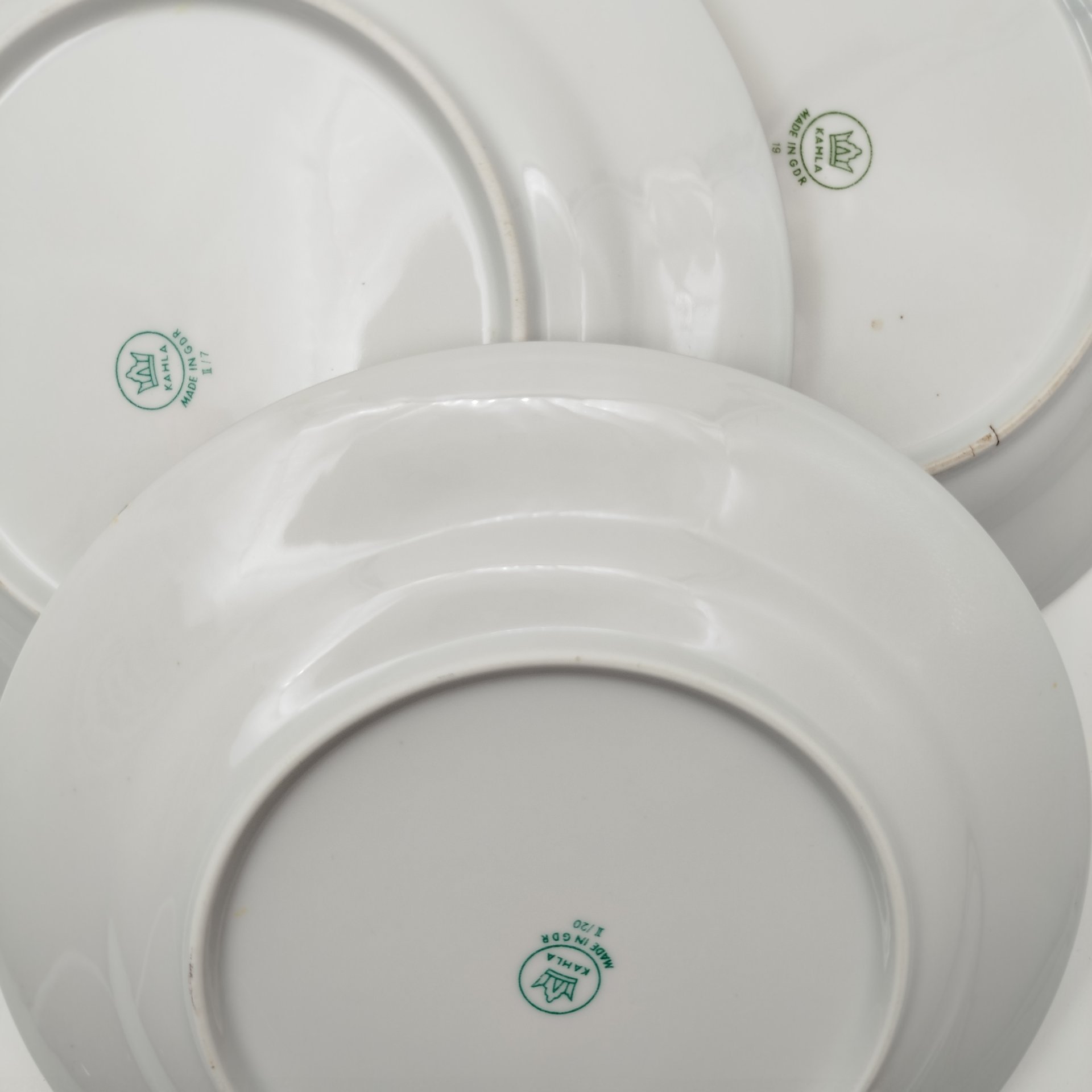 Набор обеденных тарелок "Желтая роза" на 6 персон, фарфор, деколь, золочение, Kahla, ГДР, 1970-1980 гг.