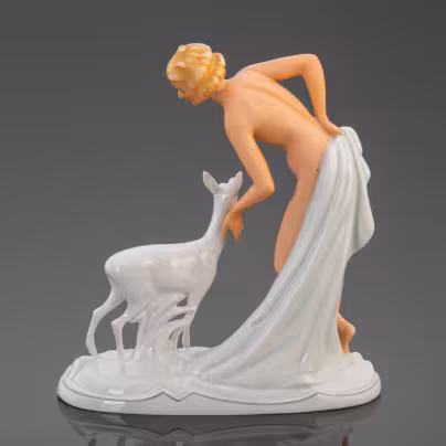 Статуэтка "Девушка с косулей", Schaubach-Kunst