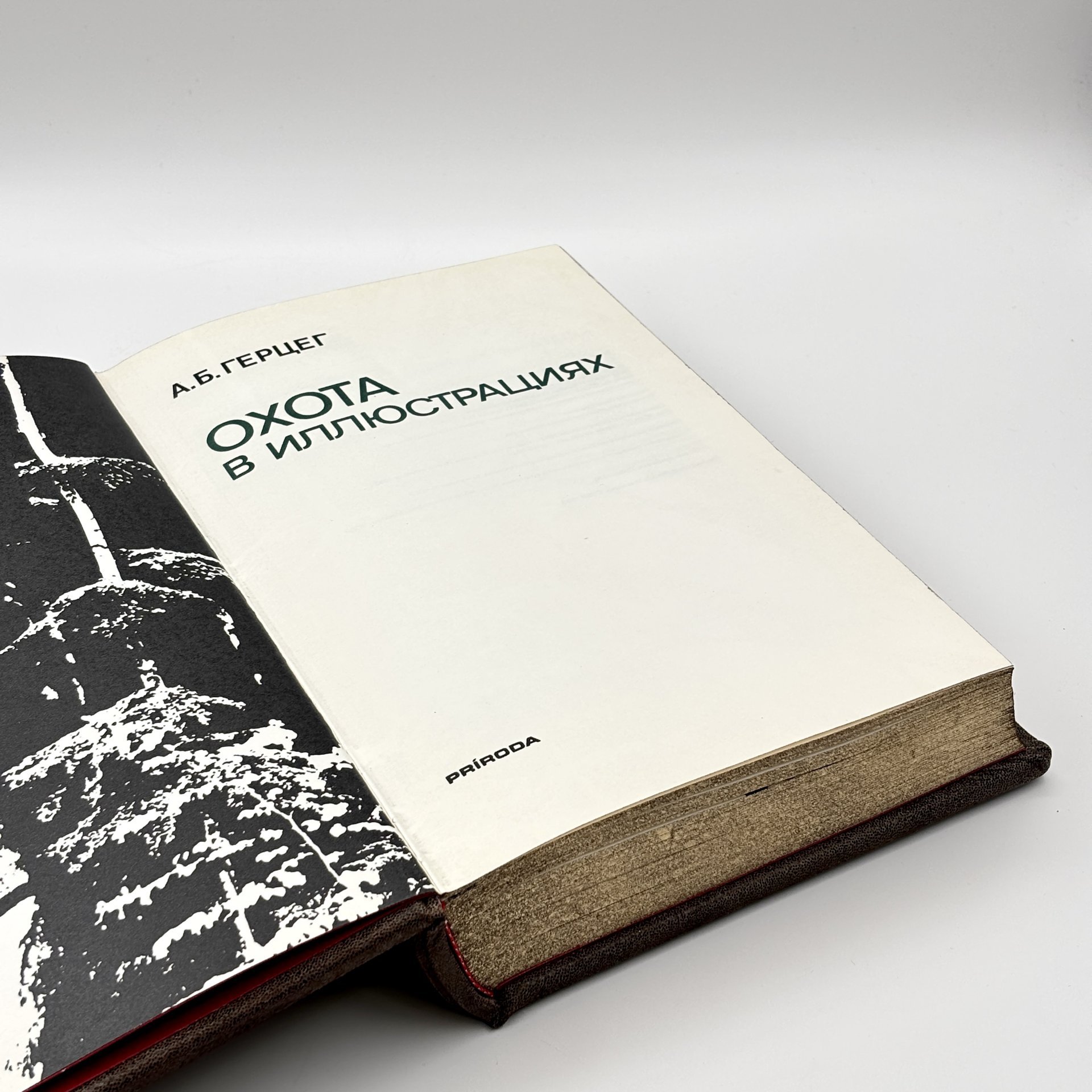 А.Б. Герцег "Охота в иллюстрациях" подарочное издание, кожаный переплет, бумага, авторская ручная работа, бумага, Чехословакия, 1983 г.