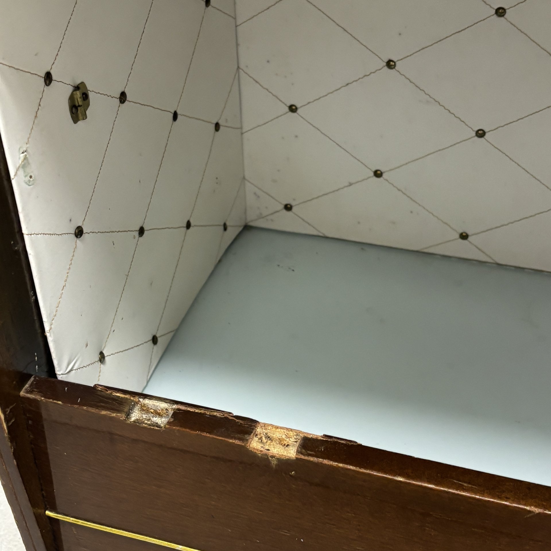 Тумба барная с торшером, дерево, латунь, стекло, ткань, ГДР, 1960-1970 гг.