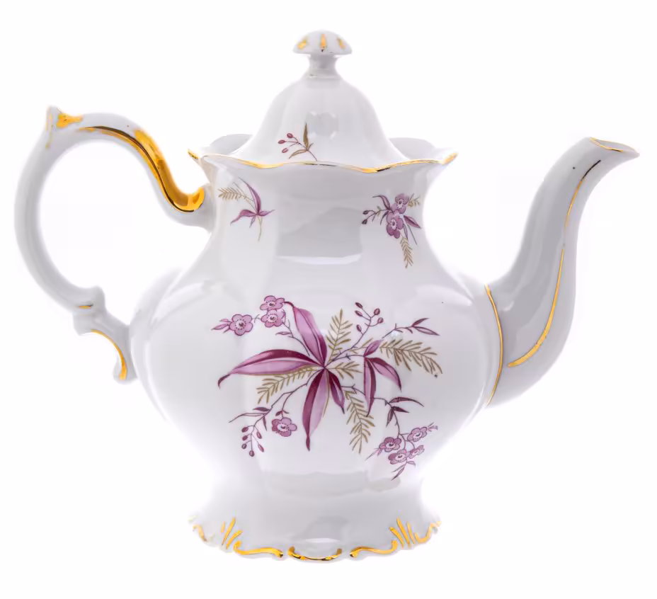 Чайник с цветочным декором, фарфор, деколь, золочение, мануфактура "Sonneberg porcelain factories", Германия, 1960-1990 гг., Sonneberg Porzellan