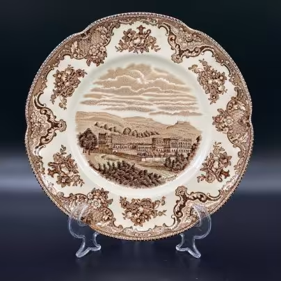 Тарелка десертная c изображением замка Чатсворт 1792 года, Johnson Brothers