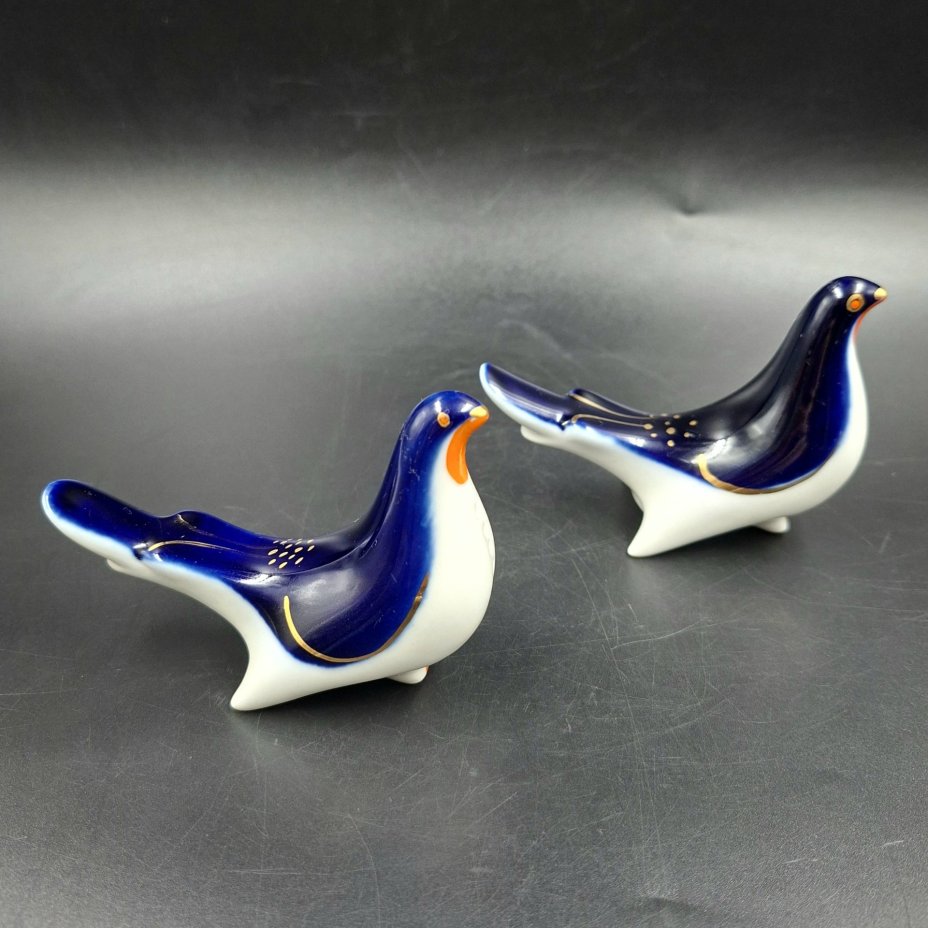 Набор для специй "Голуби", скульптор М.Н. Мох, фарфор, роспись, золочение, Ленинградский фарфоровый завод (ЛФЗ), СССР, 1960-1992 гг.