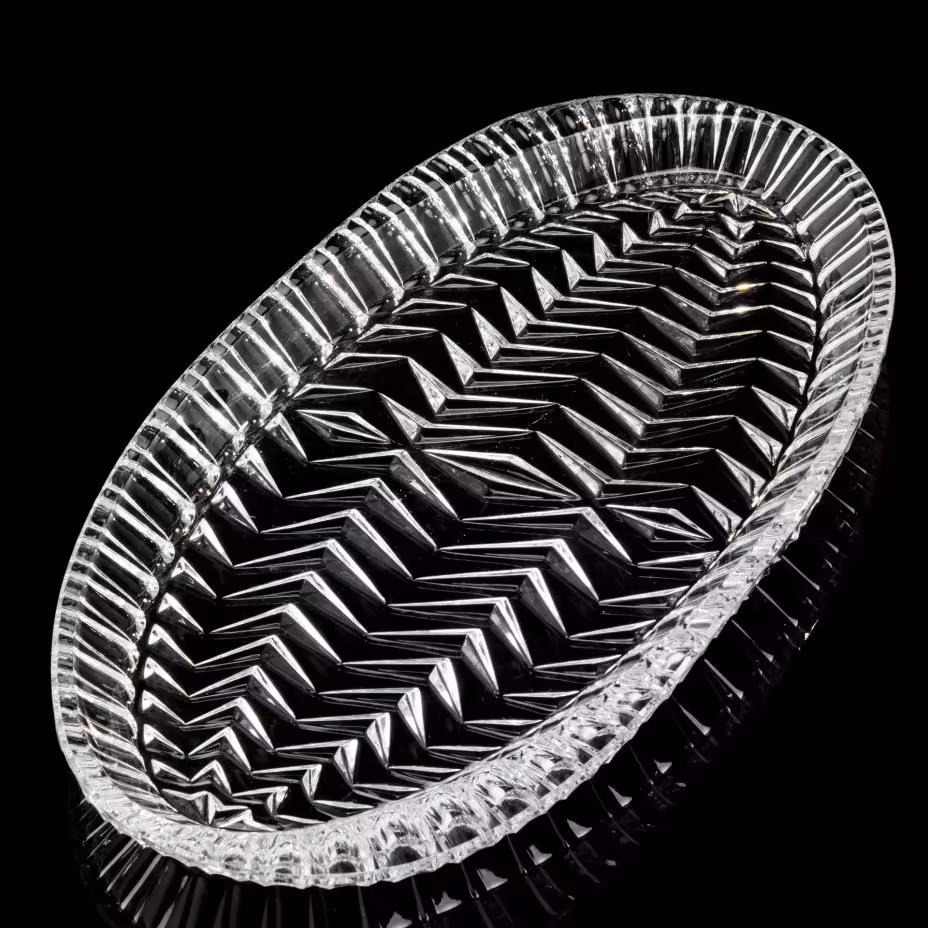 Селёдочница с резным декором, стекло, СССР, 1970-1990 гг.