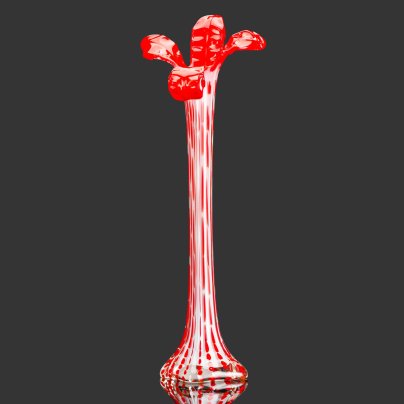 Ваза-берц в виде цветка красного цвета, стекло, стекло молочное и цветное, Западная Европа, 1900-1940 гг.