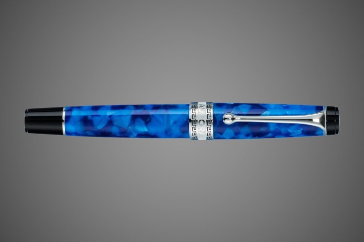 Ручка-роллер Aurora Optima Auroloide Variegated Blue CT, в подарочной коробке, Лаки и смолы: смола, хром