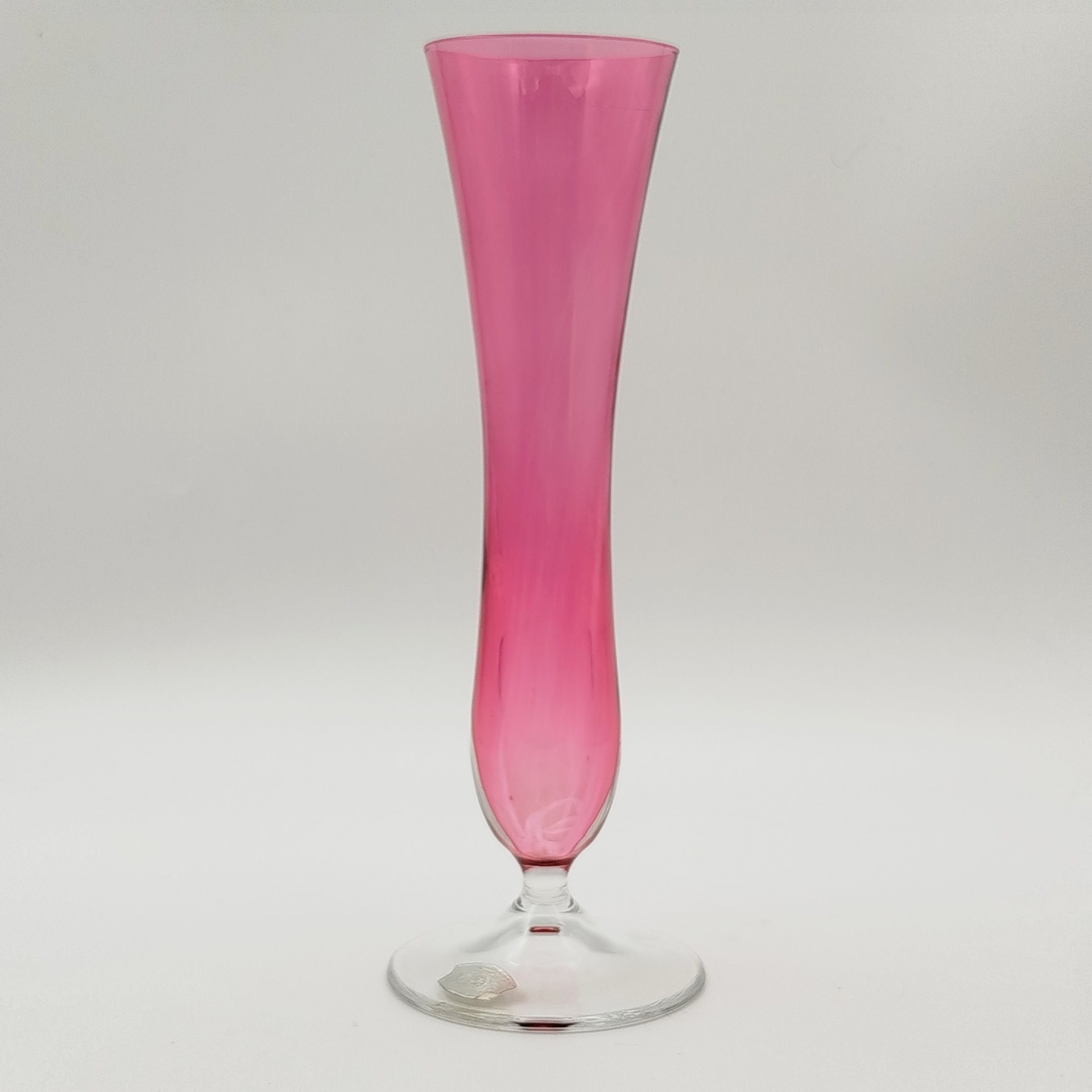 Ваза-солифлер розового оттенка, стекло, Val Saint Lambert, Бельгия, 1950-1970 гг.