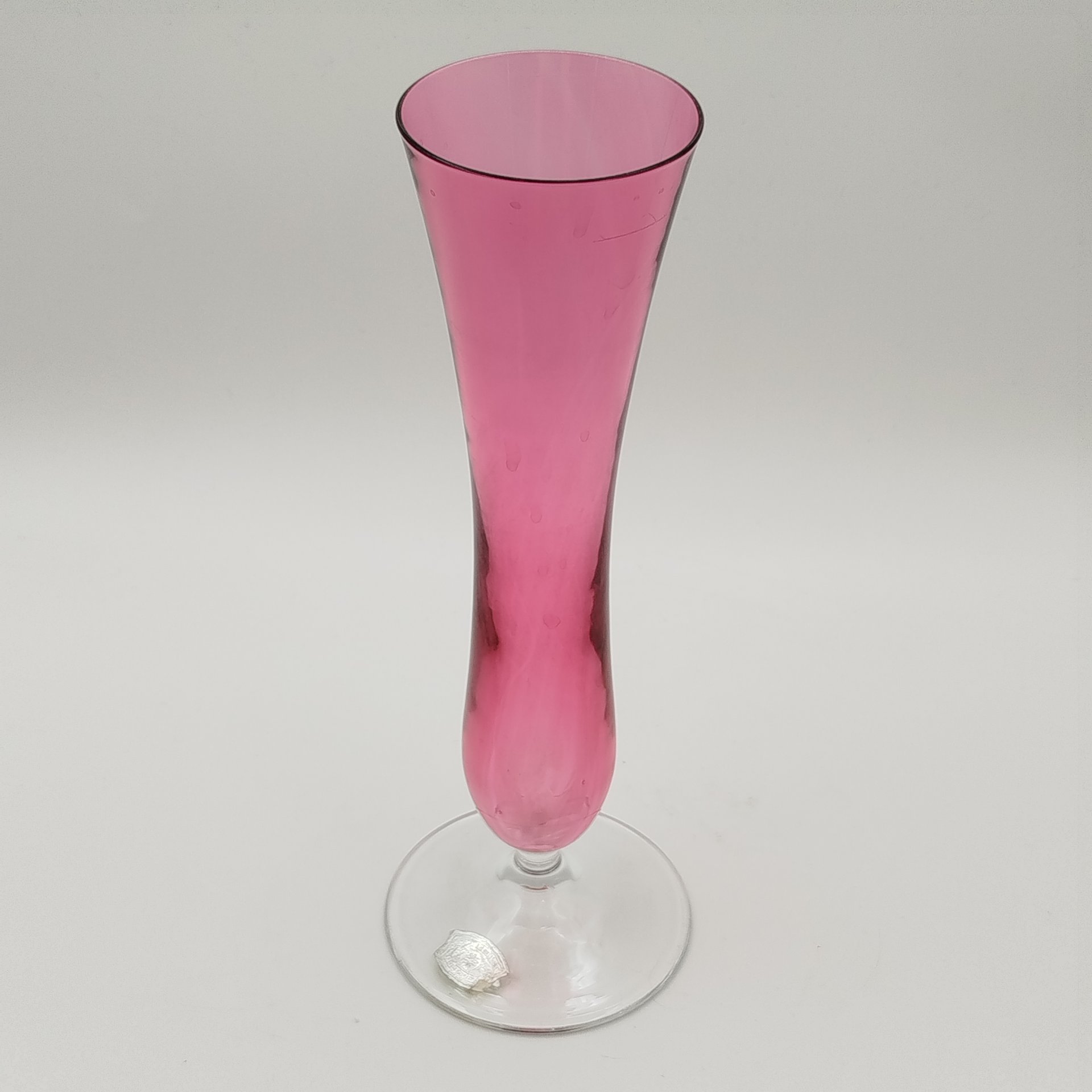 Ваза-солифлер розового оттенка, стекло, Val Saint Lambert, Бельгия, 1950-1970 гг.