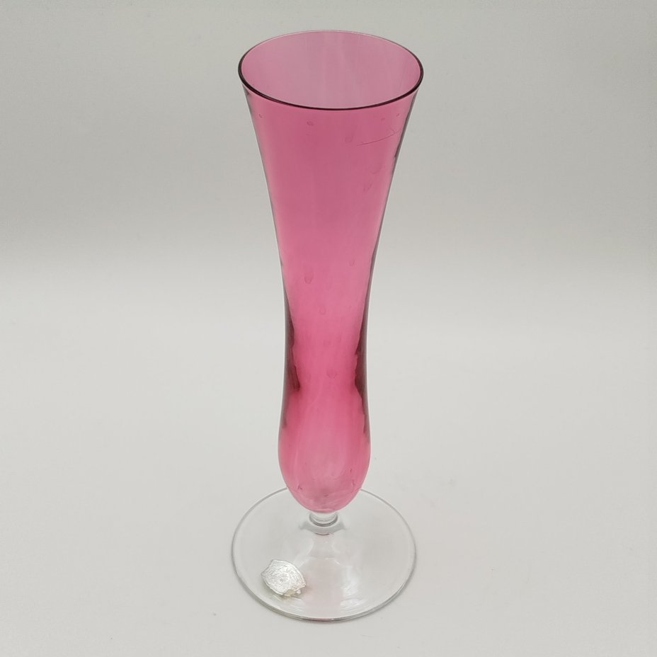 Ваза-солифлер розового оттенка, стекло, Val Saint Lambert, Бельгия, 1950-1970 гг.