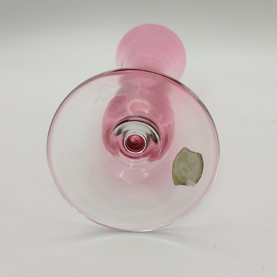 Ваза-солифлер розового оттенка, стекло, Val Saint Lambert, Бельгия, 1950-1970 гг.