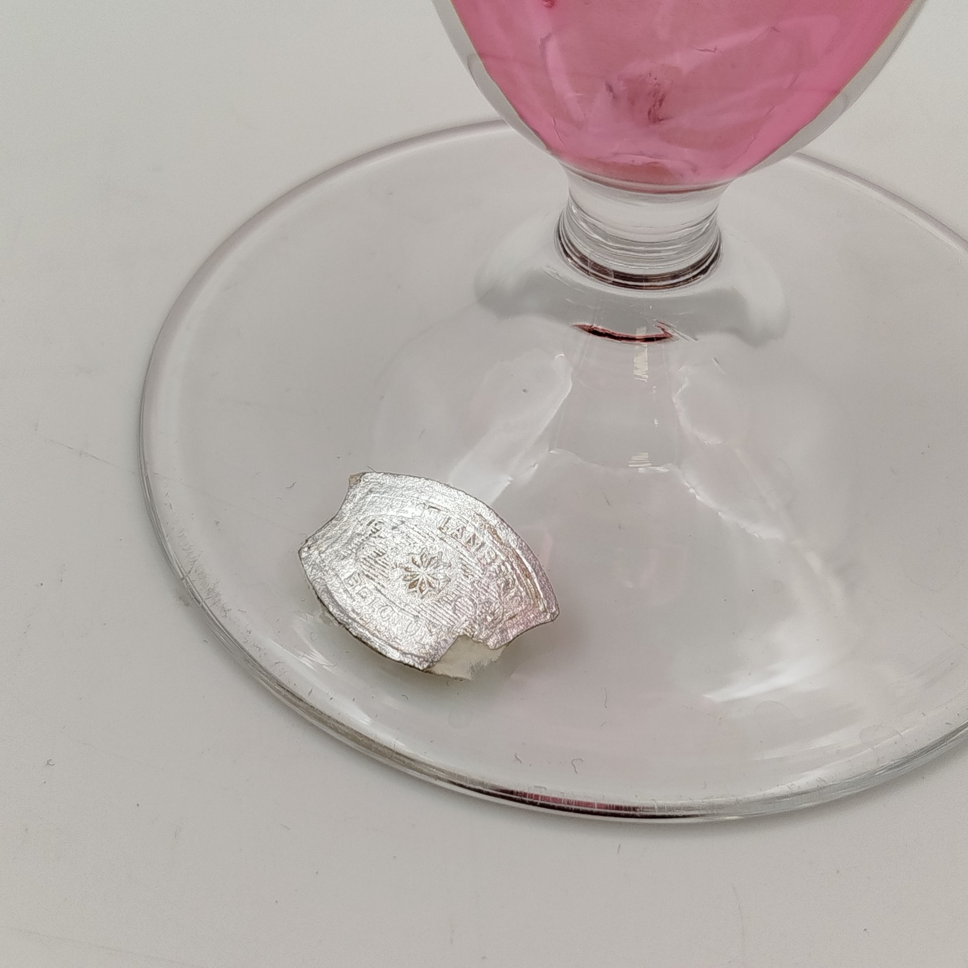 Ваза-солифлер розового оттенка, стекло, Val Saint Lambert, Бельгия, 1950-1970 гг.