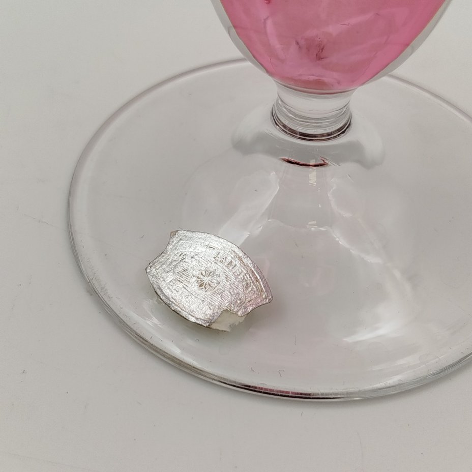 Ваза-солифлер розового оттенка, стекло, Val Saint Lambert, Бельгия, 1950-1970 гг.