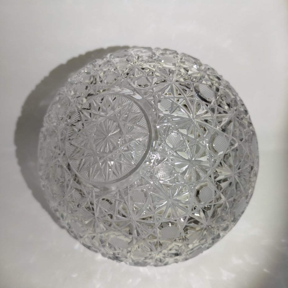Ваза для конфет в форме корзинки, хрусталь, алмазная грань, Дятьковский хрустальный завод, Россия, 1980-2000 гг.