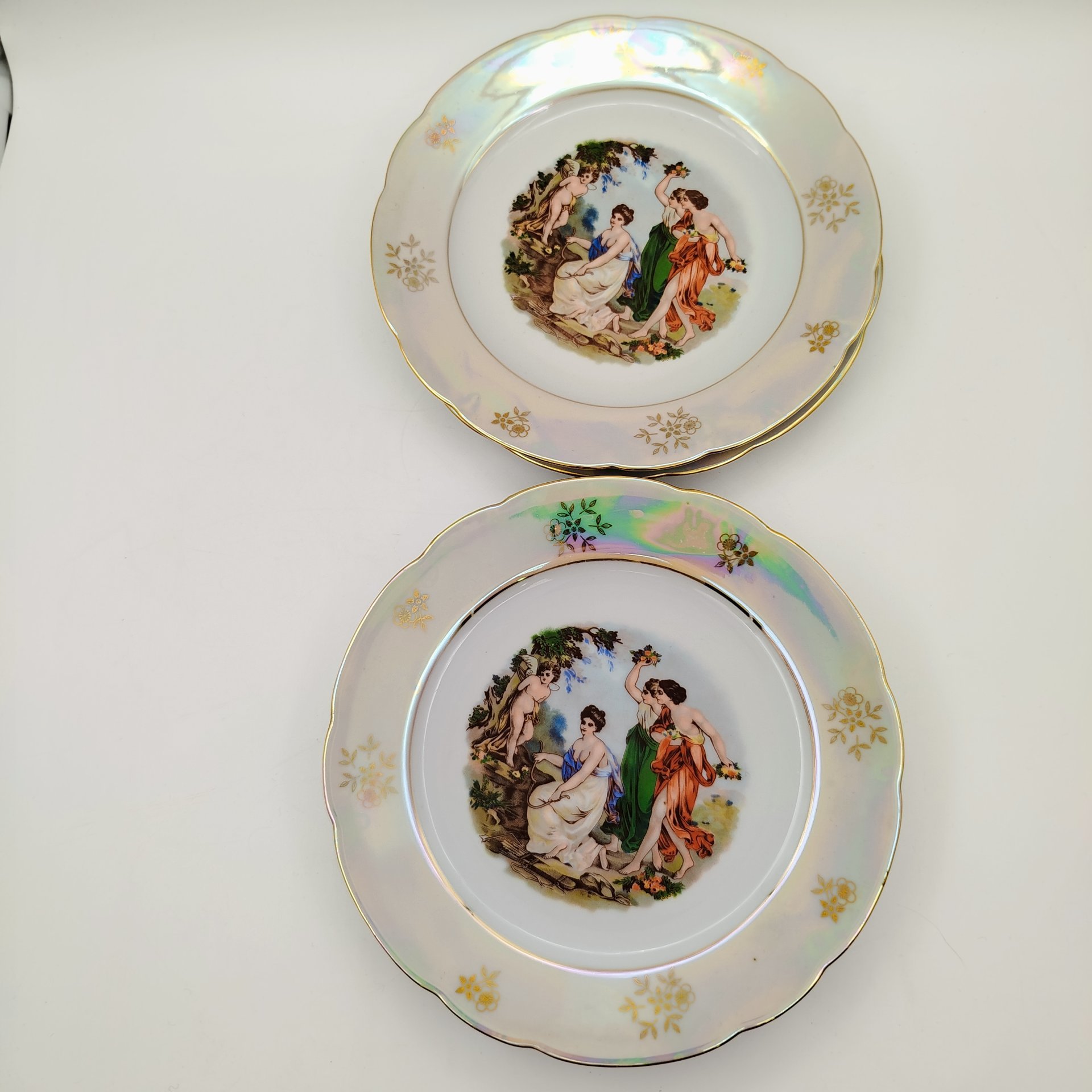 Набор из 6-ти обеденных тарелок "Мадонна", фарфор, деколь, люстр, золочение, Kahla, ГДР, 1968-1987 гг.