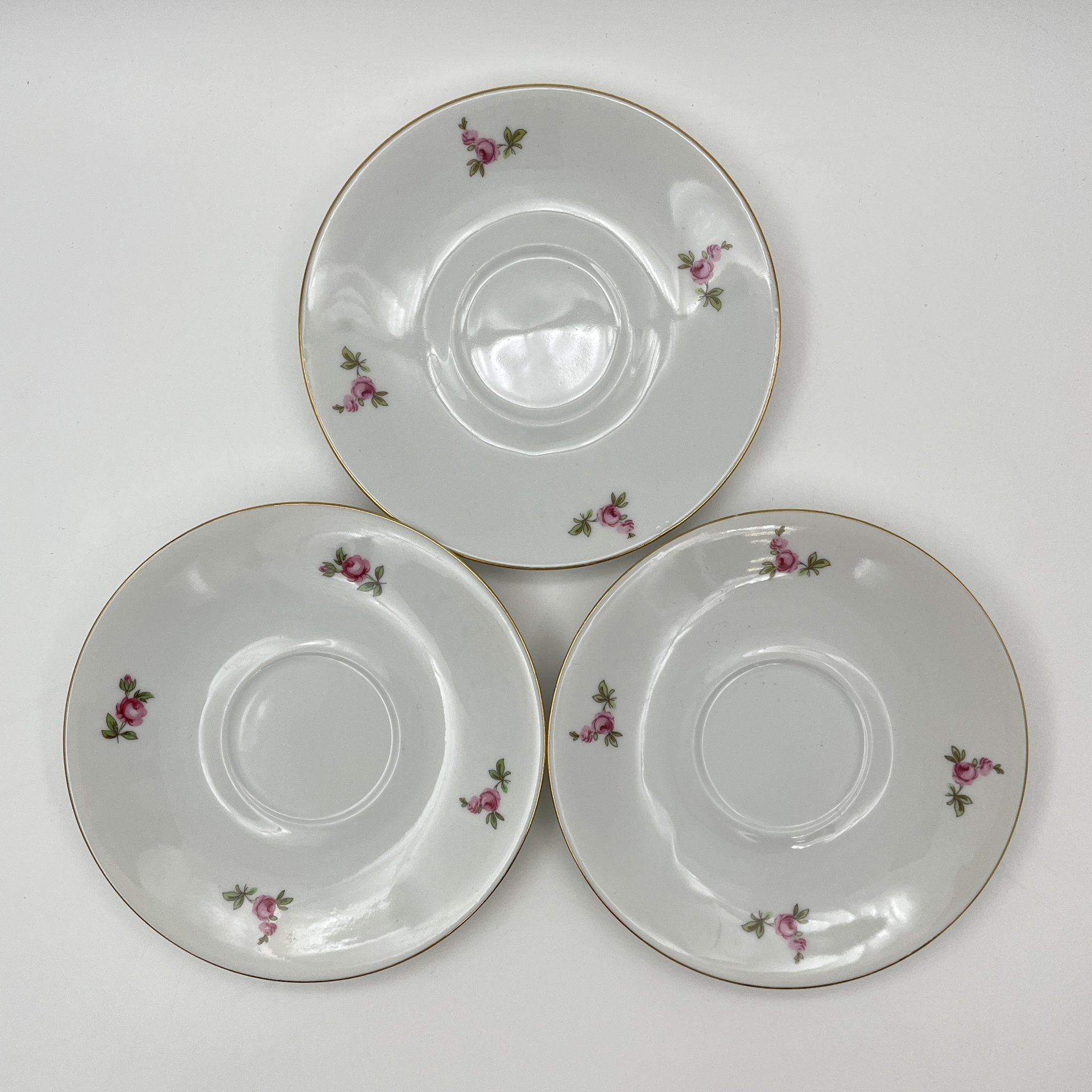 Сервиз чайный с цветочным декором на 3 персоны (7 предметов), фарфор, деколь, золочение, Bohemia (Neurohlau), Чехословакия, 1970-1990 гг.