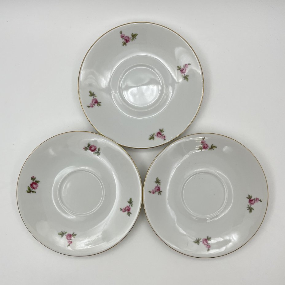 Сервиз чайный с цветочным декором на 3 персоны (7 предметов), фарфор, деколь, золочение, Bohemia (Neurohlau), Чехословакия, 1970-1990 гг.