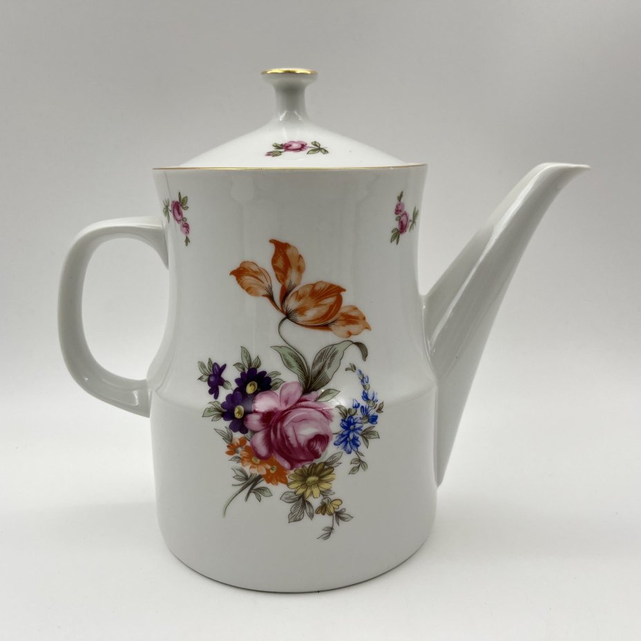 Сервиз чайный с цветочным декором на 3 персоны (7 предметов), фарфор, деколь, золочение, Bohemia (Neurohlau), Чехословакия, 1970-1990 гг.