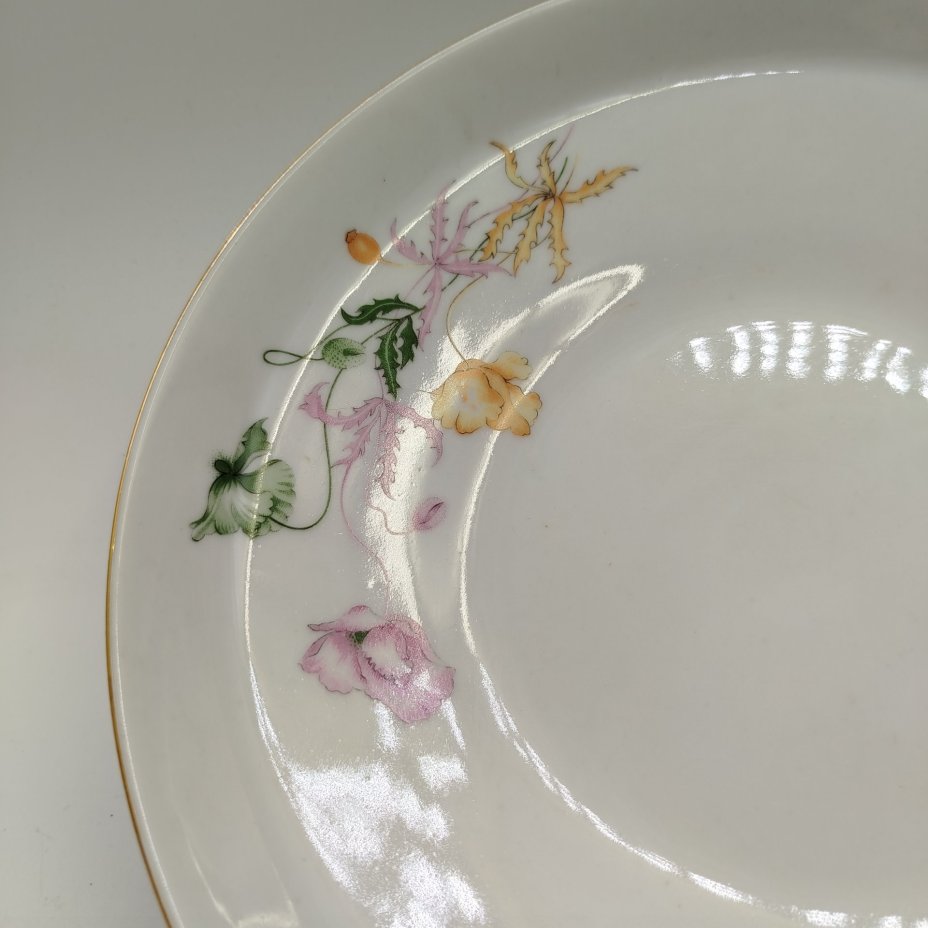Салатник с растительным декором, фарфор, деколь, золочение, Concordia Lesov, Чехословакия, 1970-1991 гг.
